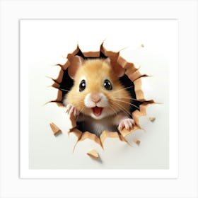 Hamster Through A Hole Art Print