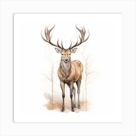 Deer in the Woods 1 Art Print
