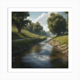 Stream In The Grass 3 Art Print