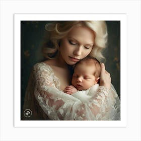 Portrait Of A Mother And Baby Art Print