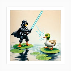 Darth Vader And Duck 2 Art Print