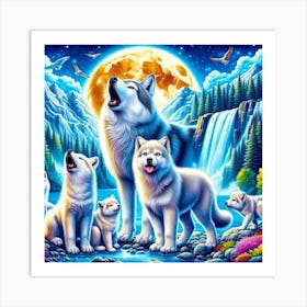 Howling Wolf with Family 1 Art Print