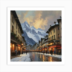 Street Scene In The Mountains Art Print