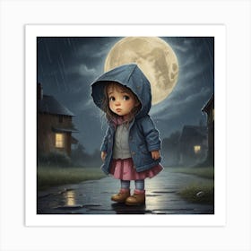 Little Girl In The Rain Art Print