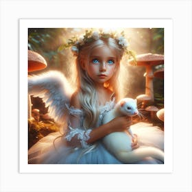 Little Girl With A Ferret Art Print