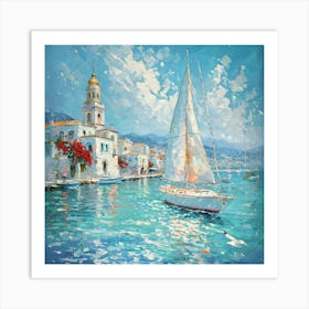 Sailboat In The Harbor Art Print