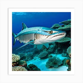 Barracuda Predator Ocean Fish Teeth Sleek Fast Aggressive Hunting Marine Wildlife Dangero (7) Art Print