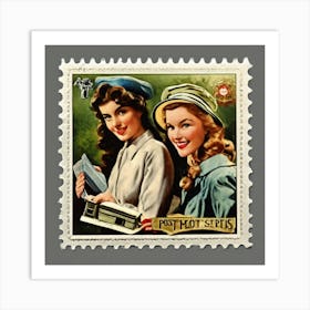 Two Women On A Stamp Art Print