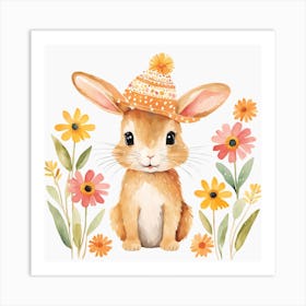 Floral Baby Rabbit Nursery Illustration (6) Art Print