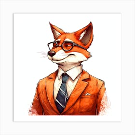 Fox In A Suit 1 Art Print