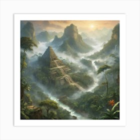 Aztec Jungle paintings art print Art Print