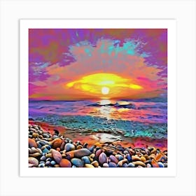 Craiyon 002937 A Pebble Beach View At Sunset Art Print