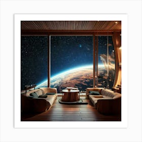 Firefly Nordic Style, Coffee Shop, Spaceship, Galley, Galaxy, Hyper Realistic, Futuristic, Scandinav Art Print