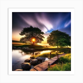 Sunset By The Lake 19 Art Print