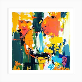 Abstract Painting, Acrylic On Canvas, Yellow Color Art Print