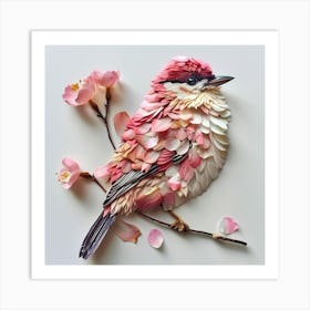 Bird With Pink Blossoms Art Print