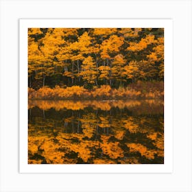 Autumn Trees Reflected In A Lake 7 Art Print