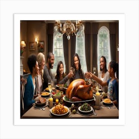 Family Thanksgiving Feast Art Print