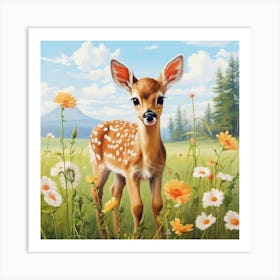 Fawn In The Meadow Art Print