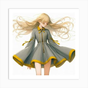 Anime Girl With Long Hair 3 Art Print