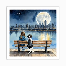 Dog At Night Art Print