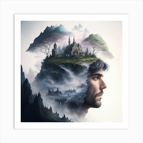 Man With A Castle In His Head Art Print