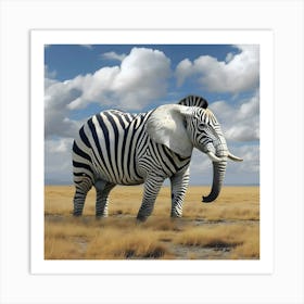 The Elephant's Zebra Disguise 1 Art Print