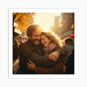 A Warm Spontaneous Hug Exchanged Between Two Old Friends Their Smiles Radiating Gratitude And Mutu (5) Art Print