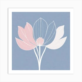 A White And Pink Flower In Minimalist Style Square Composition 74 Art Print