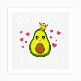 Cute Avocado Queen Funny Vegan Women Art Print