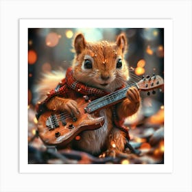 Squirrel Playing Guitar Art Print