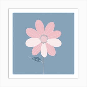 A White And Pink Flower In Minimalist Style Square Composition 501 Art Print