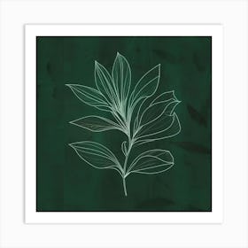 Leaf On A Green Background Art Print