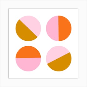 Pink And Orange And Mustard Yellow Circles Art Print