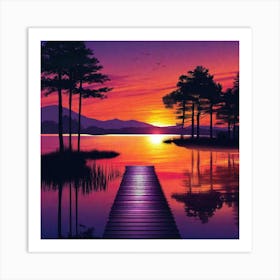 Sunset By The Dock Art Print