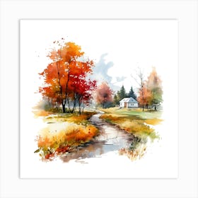 Watercolor Autumn Landscape 47 Art Print