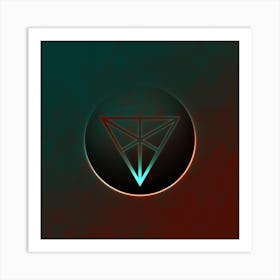 Geometric Neon Glyph on Jewel Tone Triangle Pattern 469 Art Print