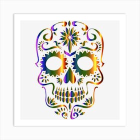 Colorful Sugar Skull For Mexican Day Of The Dead Art Print