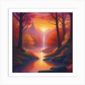 Waterfall In The Forest 2 Art Print