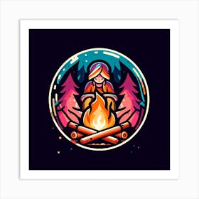 Girl With A Campfire 1 Art Print