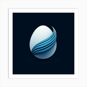 White and Blue Egg Art Print