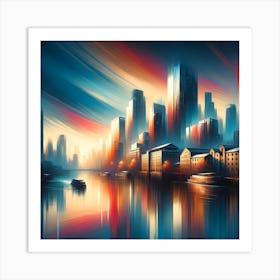 Cityscape At Sunset Art Print