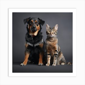 Dog And Cat Art Print