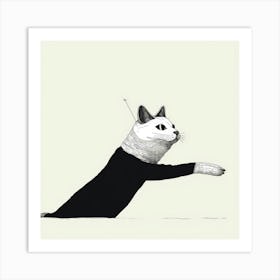 Cat With A Stick Art Print