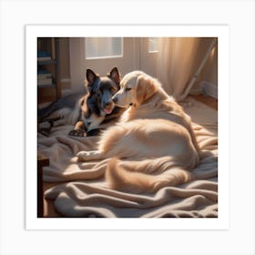 A Photography Masterpiece Of Your Beloved Fur Babies Embraced In A Loving Pose Within The Comfort O Art Print