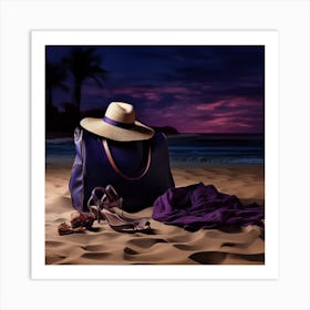 Beach Bag On The Sand Art Print