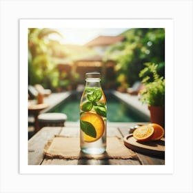 Water Bottle With Lemon And Mint 1 Art Print