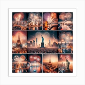 New Year Fireworks In New York City Art Print