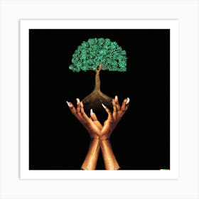 Tree of life in your hands Art Print