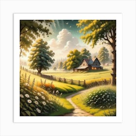 Country Landscape Painting Art Print